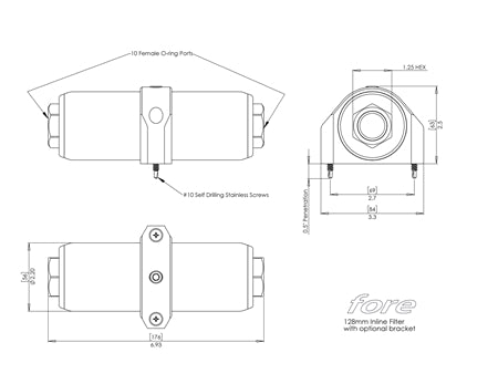 FORE 128mm Inline Fuel Filter